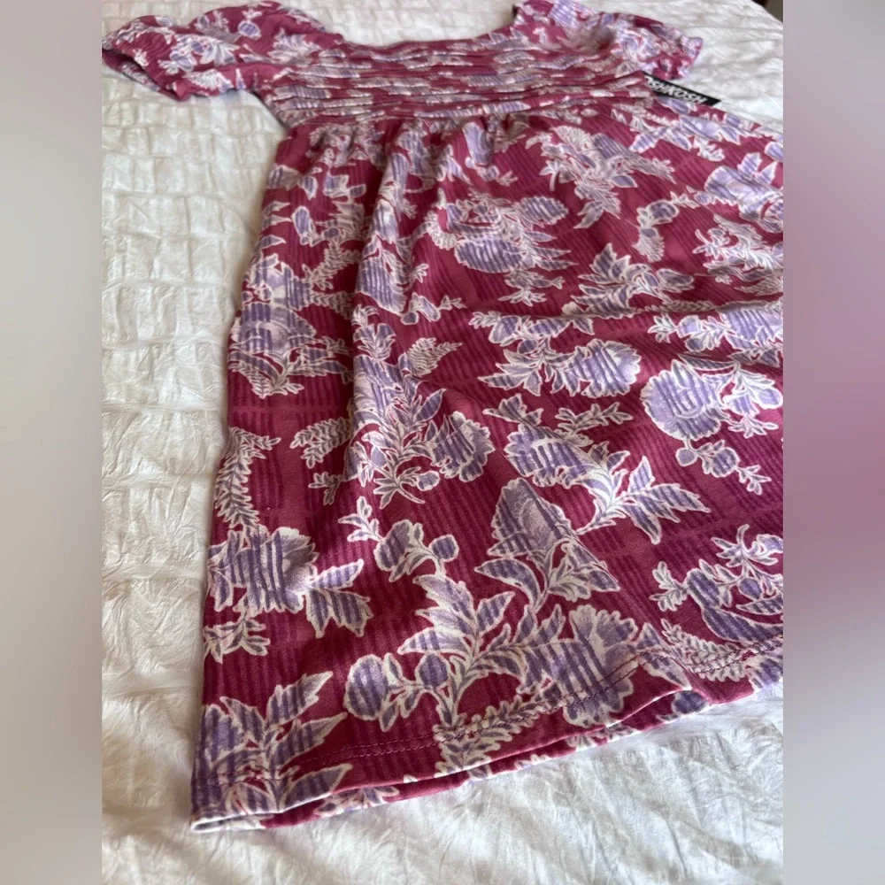 OshKosh B'gosh Burgundy Floral Smocked Dress Size 10 BNWT